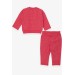 Baby Girl Tracksuit Set Polka Dot Silvery Printed Coral (6 Months-2 Years)