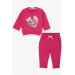 Baby Girl Tracksuit Set Polka Dot Silvery Printed Pink (6 Months-1 Years)