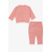 Baby Girl Tracksuit Set Polka Dot Silvery Printed Salmon (6 Months-2 Years)