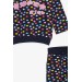 Baby Girl Tracksuit Set Colored Polka Dot Patterned Navy (6 Months-2 Years)
