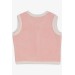 Baby Girl Velvet Vest Buttoned Salmon (0-3 Months-9 Months)
