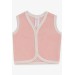 Baby Girl Velvet Vest Buttoned Salmon (0-3 Months-9 Months)