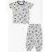 Newborn Baby Girls Pajama Set Half Sleeves Printed Silver Color (9 Months-3 Years)