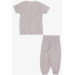 Baby Girl Short Sleeve Pajamas Set Branch Patterned Powder (9 Months-3 Years)