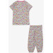 Baby Girl Short Sleeve Pajamas Set Party Themed Beige Melange (9 Months-3 Years)