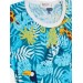Girls Pajama Set With Short Sleeves, Safari Print, Turquoise (9Mths-3Yrs)
