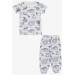 Baby Girl Short Sleeve Pajama Set Flying Balloon Pattern Ecru (9 Months-3 Years)