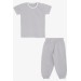 Baby Girl Short Sleeve Pajama Set Zigzag Patterned Mink (9 Months-3 Years)