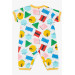 Baby Girl Short Sleeve Jumpsuit Cute Geometric Shapes Patterned White (0-6 Months)