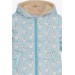 Baby Girl Coat Bunny Patterned Baby Blue (6 Months-2 Years)