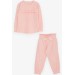 Baby Girl Pants Suit Frilly Bow Pink Melange (9 Months-3 Years)