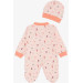 Baby Girl Booty Jumpsuit Forest Themed Girl Patterned Salmon (0-6 Months)