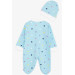 Baby Girl Booties Jumpsuit Colorful Heart Pattern Light Blue (0-6 Months)