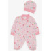 Baby Girl Booties Jumpsuit Colorful Text Pattern Pink (0-6 Months)