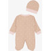 Baby Girl Booties Jumpsuit Colorful Star Pattern Light Brown (0-6 Months)