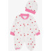 Baby Girl Booties Jumpsuit Cute Colorful Heart Patterned Ecru (0-6 Months)