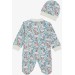 Baby Girl's Newborn Baby Girl Jumpsuit With Hat Light Blue (0-3Mths-6Mths)