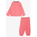 Baby Girl Pajama Set Balloon Patterned Neon Pink (9 Months-3 Years)
