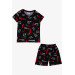 Baby Girl Pajama Set Pepper Patterned Black (9 Months-3 Years)