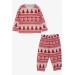 Baby Girl Pajama Set Pine Tree Patterned Red (9 Months-3 Years)