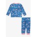 Newborn Baby Girls Pajamas Set Dinosaur Pattern Dark Blue (4 Months-1 Year)