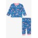 Newborn Baby Girls Pajamas Set Dinosaur Pattern Dark Blue (4 Months-1 Year)