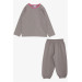Baby Girl Pajama Set Rose Polka Dot Patterned Mink (9 Months-3 Years)