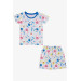 Baby Girl Pajama Set Colored Shark Pattern Light Gray Melange (9 Months-3 Years)