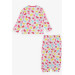 Baby Girl Pajamas Set Colored Fruits Patterned Powder (9 Months-3 Years)