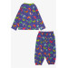 Baby Girl Pajama Set, Colorful And Cute Rooster Patterned Purple (9 Months-3 Years)