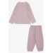 Baby Girl Pajama Set, Pink With Cute Bow Tie And Buckle And Gazelle Pattern (9 Months-3 Years)