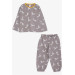 Baby Girl Pajama Set Silvery Giraffe Patterned Mink (9 Months-3 Years)
