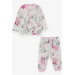Baby Girl Pajama Set Text Patterned Ecru (4 Months-1 Years)