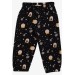 Baby Girl Pajama Set Star Patterned Night Themed Black (9 Months-3 Years)