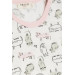Baby Girl Shorts Pajama Set Kitten Patterned White (9 Months-3 Years)