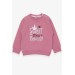 Newborn Baby Girls Rose Sequined Sweatshirt In Delicate Pink (1-2Y)