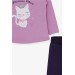Baby Girl Tights Set Kitty Printed Purple (9 Months-3 Years)