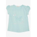 Baby Girl T-Shirt Butterfly Printed Embroidered Water Green (9 Months-3 Years)