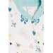 Baby Girl Rompers Spring Themed Butterfly Patterned Ecru (0-3 Months-6 Months)