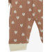Baby Girl Rompers Heart Patterned Brown (0-6 Months)