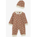 Baby Girl Rompers Heart Patterned Brown (0-6 Months)