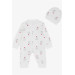 Baby Girl Jumpsuit Heart Text Patterned White (0-6 Months)