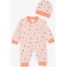 Baby Girl Rompers Forest Themed Girl Patterned Salmon (0-3 Months-6 Months)