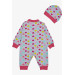 Baby Girl Jumpsuit Colorful Heart Patterned Light Gray Melange (0-6 Months)