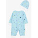 Baby Girl Rompers Colorful Heart Pattern Light Blue (0-6 Months)