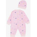 افرول بادي للبنات حديثات الولادة مزين برسمات قلوب ملونة لون زهري (0-4 أشهر)