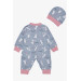 Baby Girl Jumpsuit Cute Animated Bunny Patterned Gray (0-6 Months)