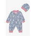 Baby Girl Jumpsuit Cute Animated Bunny Patterned Gray (0-6 Months)