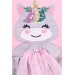 Baby Girl Long Sleeve Dress Sequin Embroidered Kitten Powder (1-2 Years)