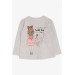 Baby Girl Long Sleeve T-Shirt Printed Beige Melange (1-4 Years)